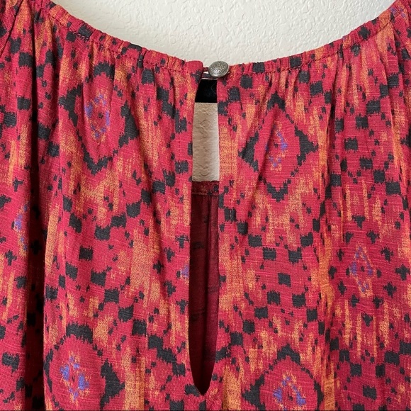 NWT Lucky Brand Burnt Orange Ikat Print Long Sleeve Top, size S - Picture 13 of 14